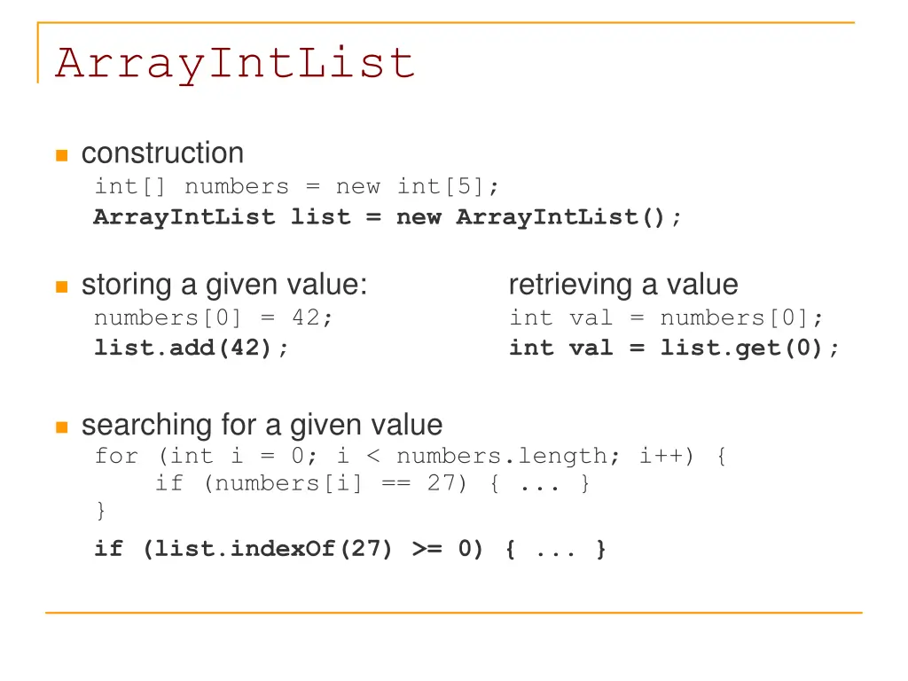arrayintlist 1