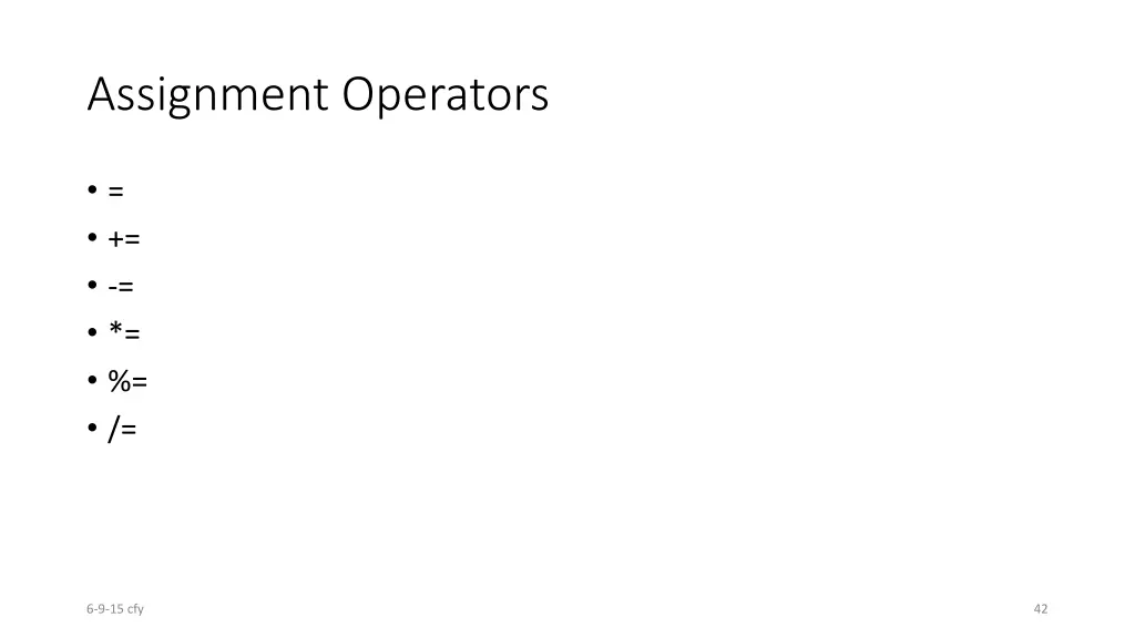 assignment operators