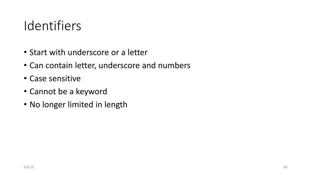 identifiers