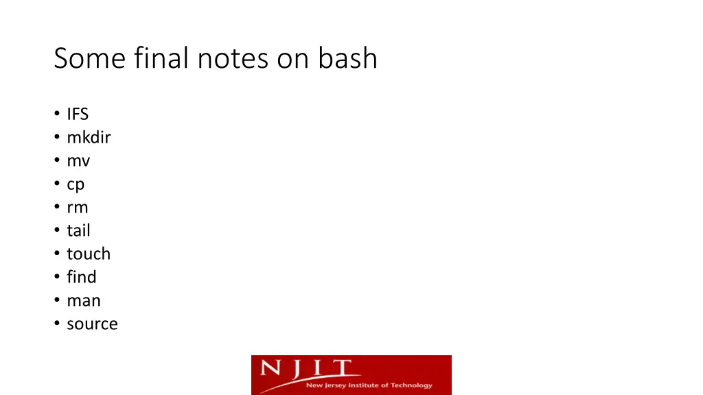 some final notes on bash