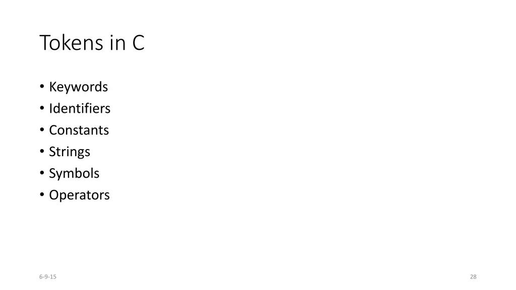 tokens in c