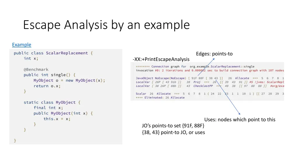 escape analysis by an example