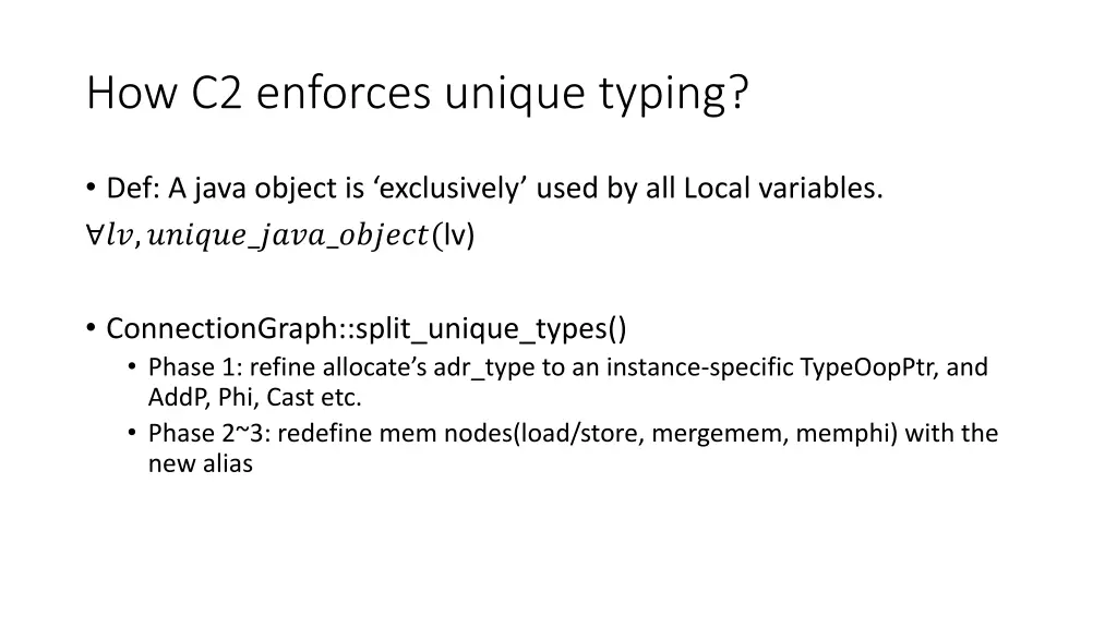 how c2 enforces unique typing