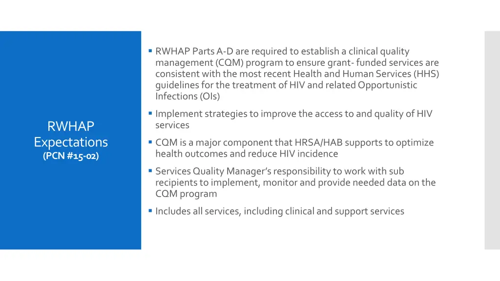 rwhap parts a d are required to establish