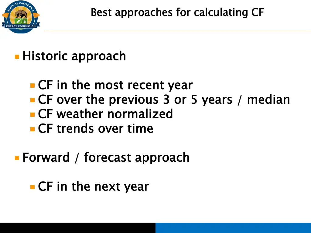 best approaches for calculating cf