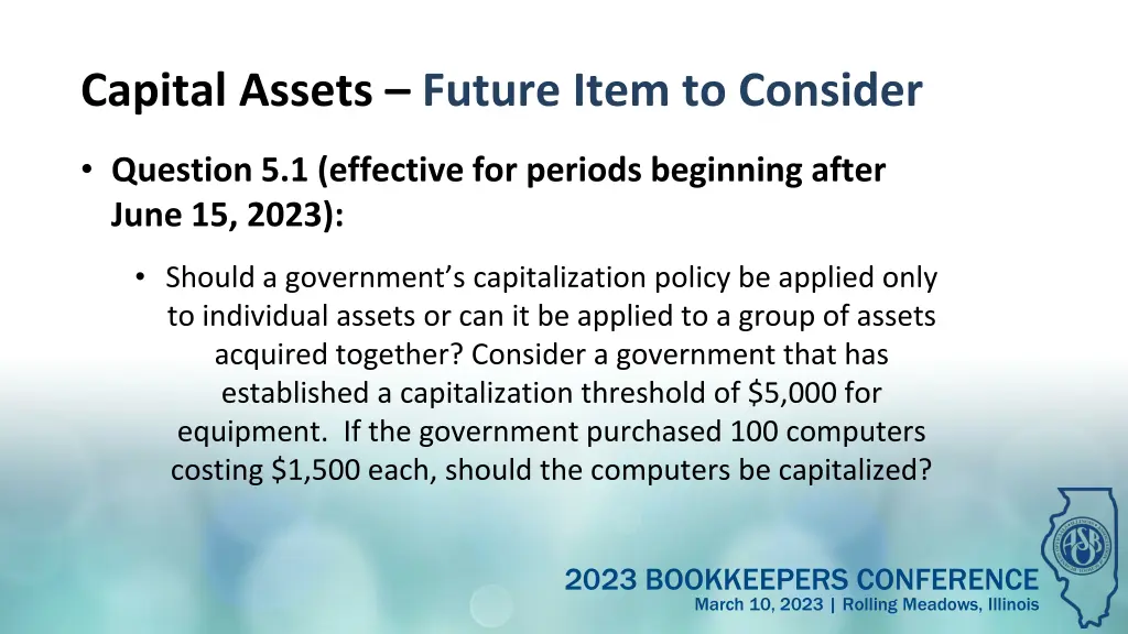 capital assets future item to consider 1