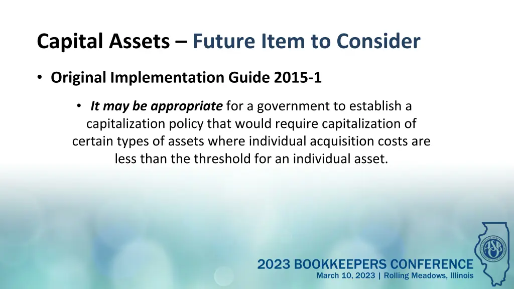 capital assets future item to consider 2