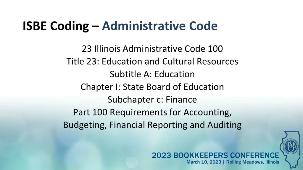 isbe coding administrative code