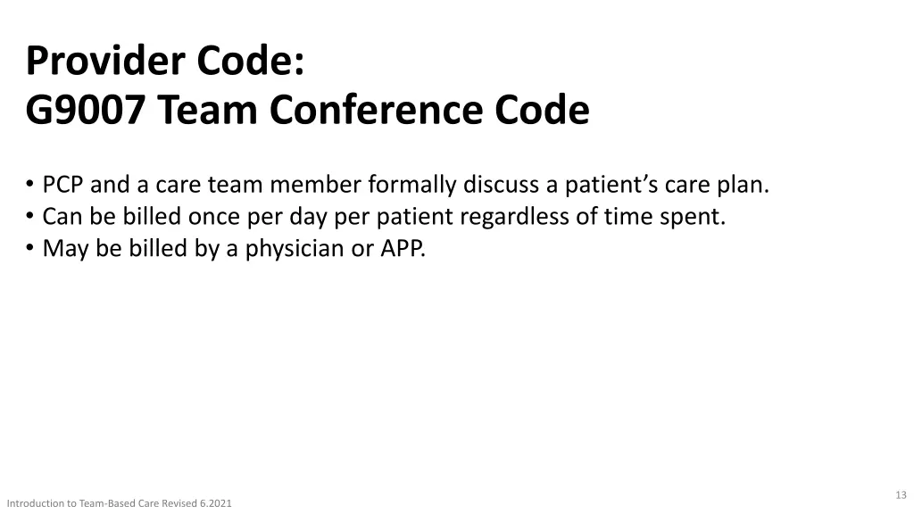 provider code g9007 team conference code