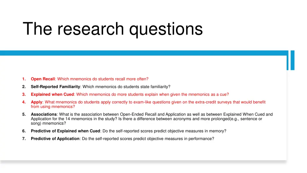 the research questions