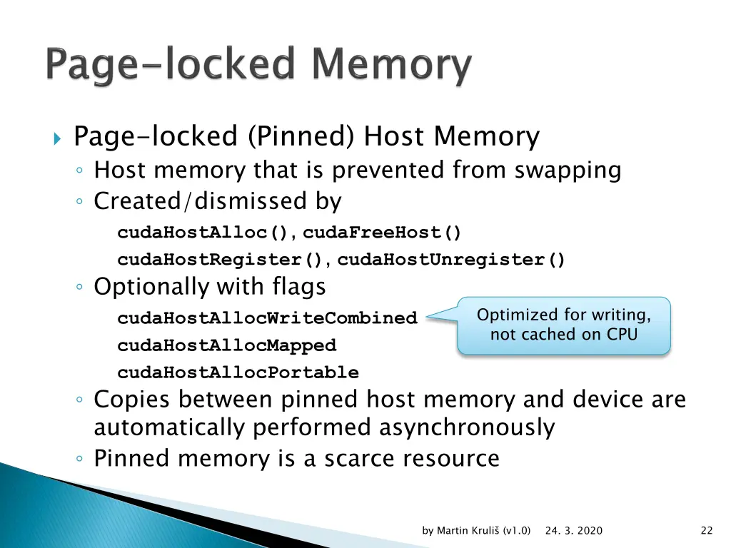 page locked pinned host memory host memory that