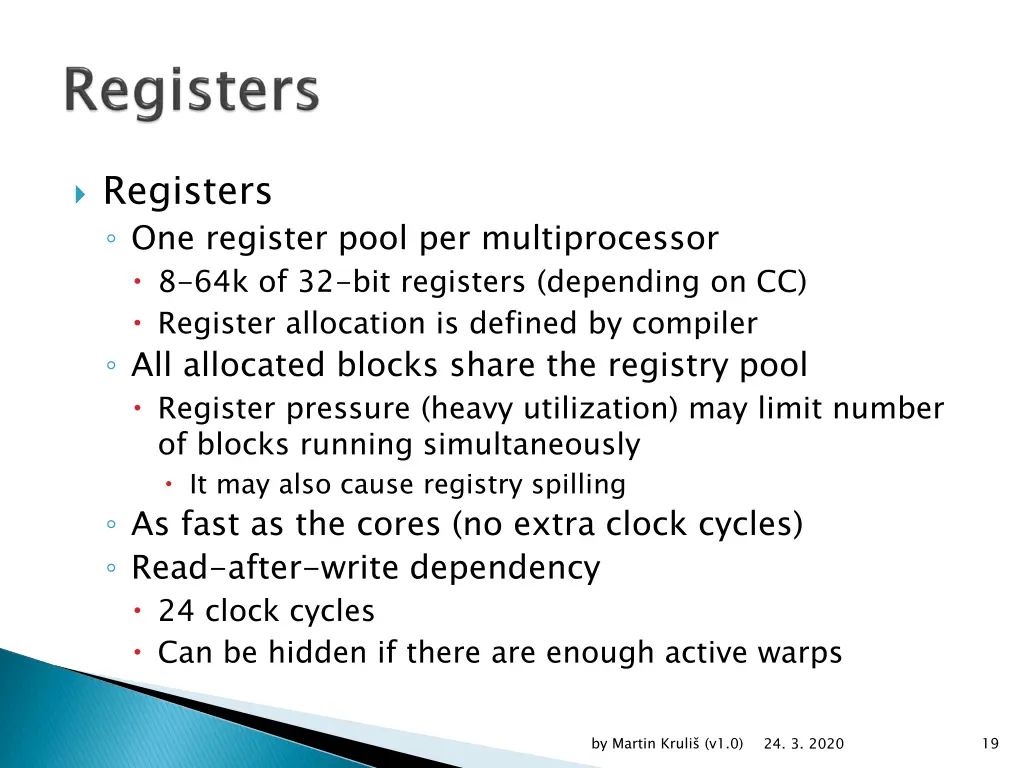 registers one register pool per multiprocessor