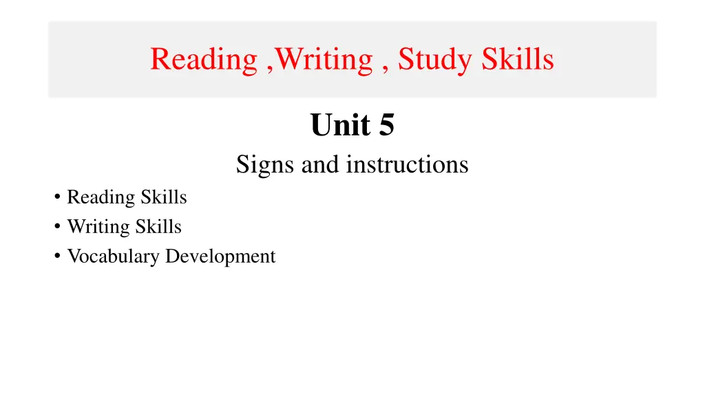 reading writing study skills