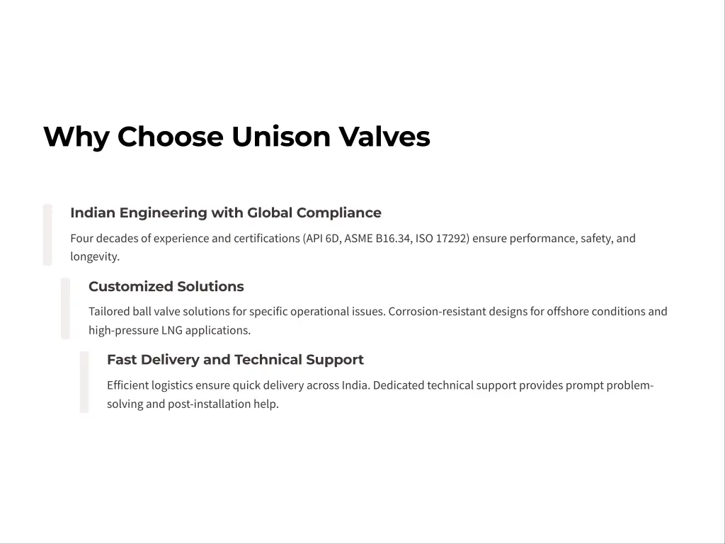 why choose unison valves