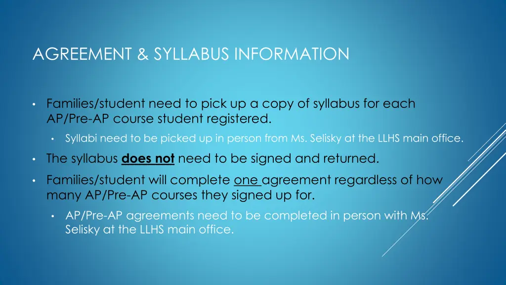 agreement syllabus information