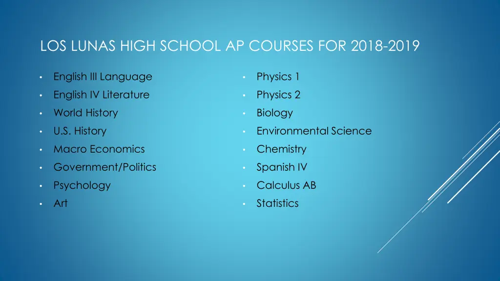 los lunas high school ap courses for 2018 2019