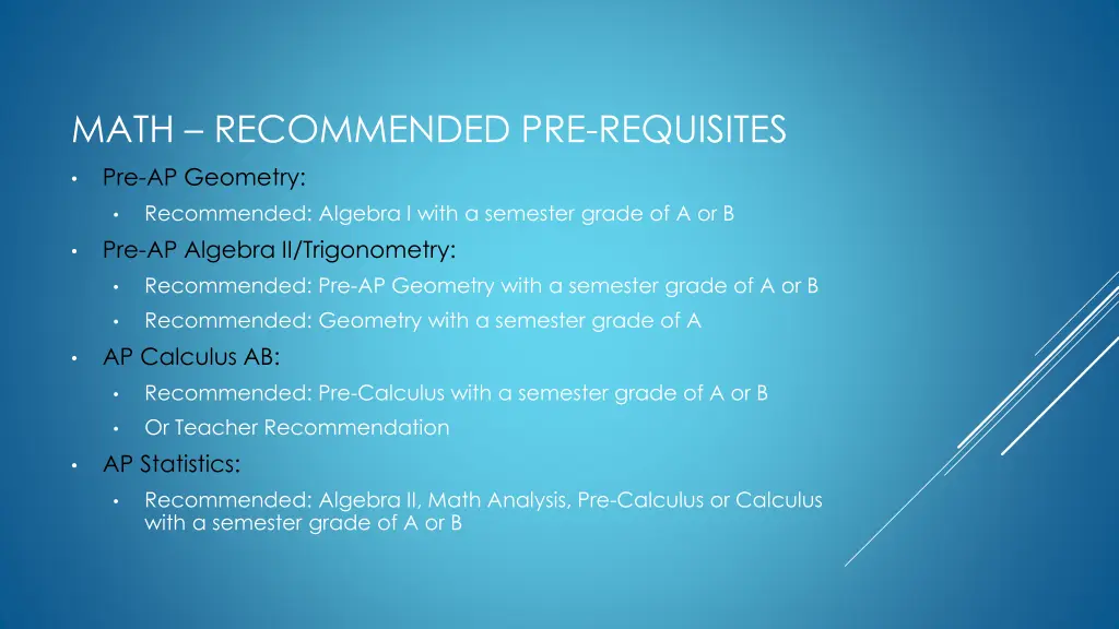 math recommended pre requisites pre ap geometry
