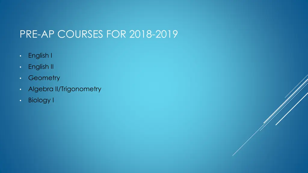pre ap courses for 2018 2019