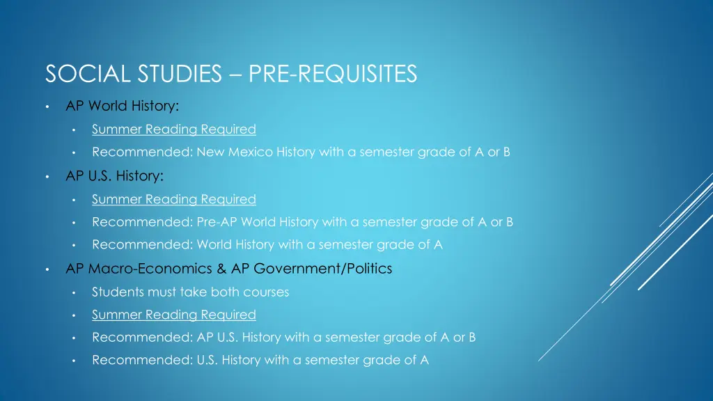 social studies pre requisites