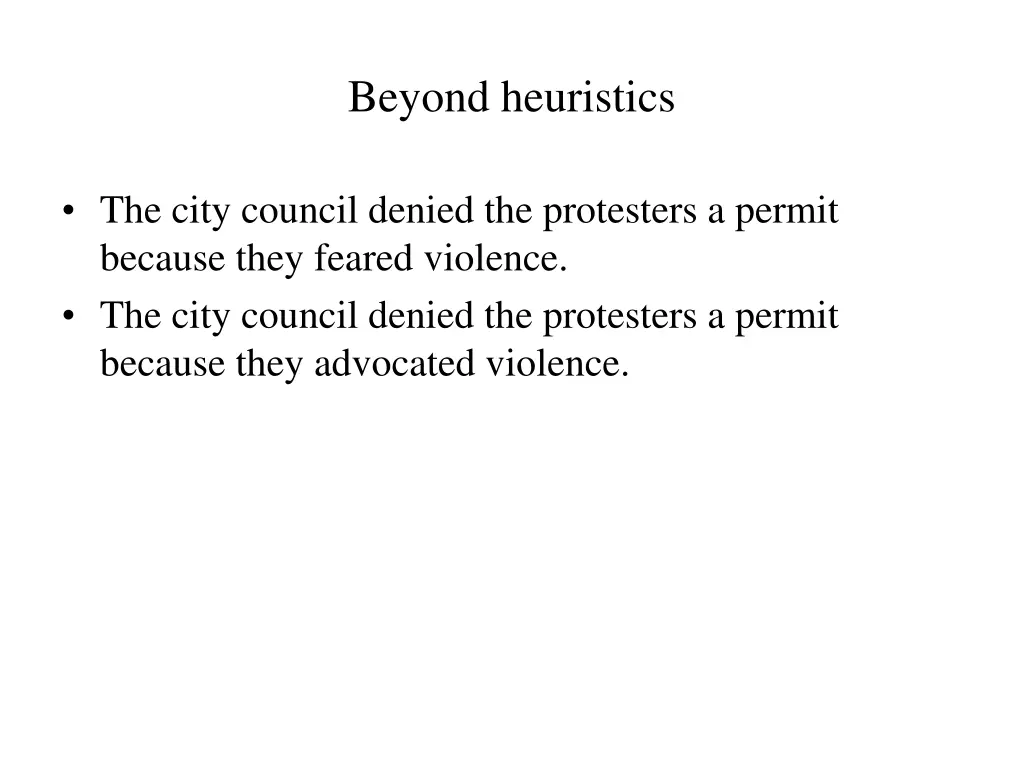 beyond heuristics