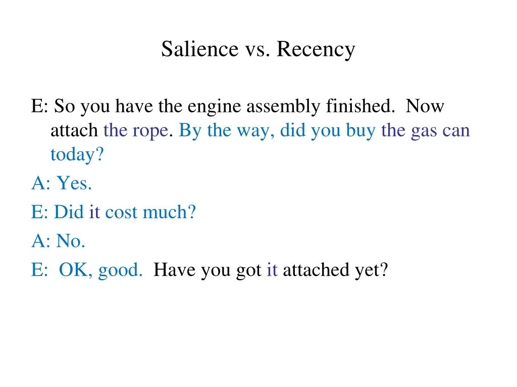 salience vs recency