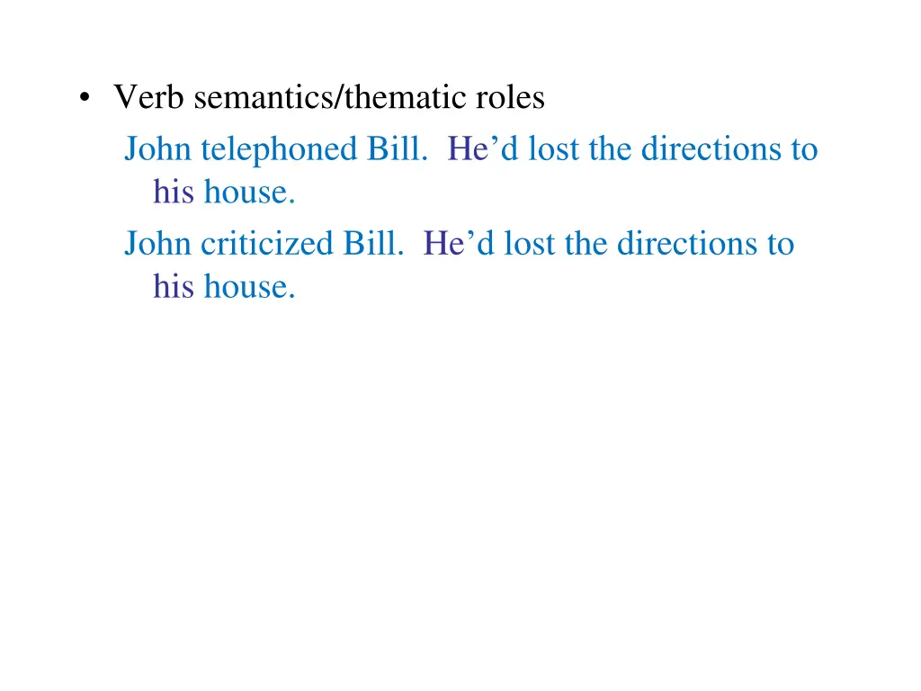 verb semantics thematic roles john telephoned