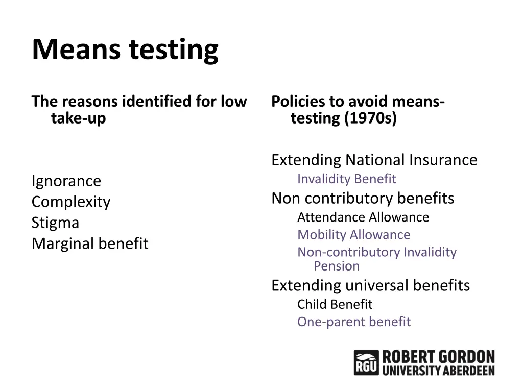 means testing