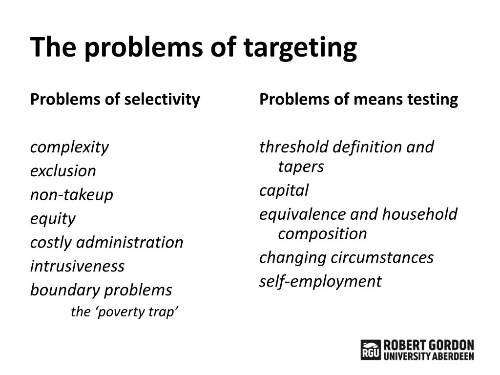 the problems of targeting
