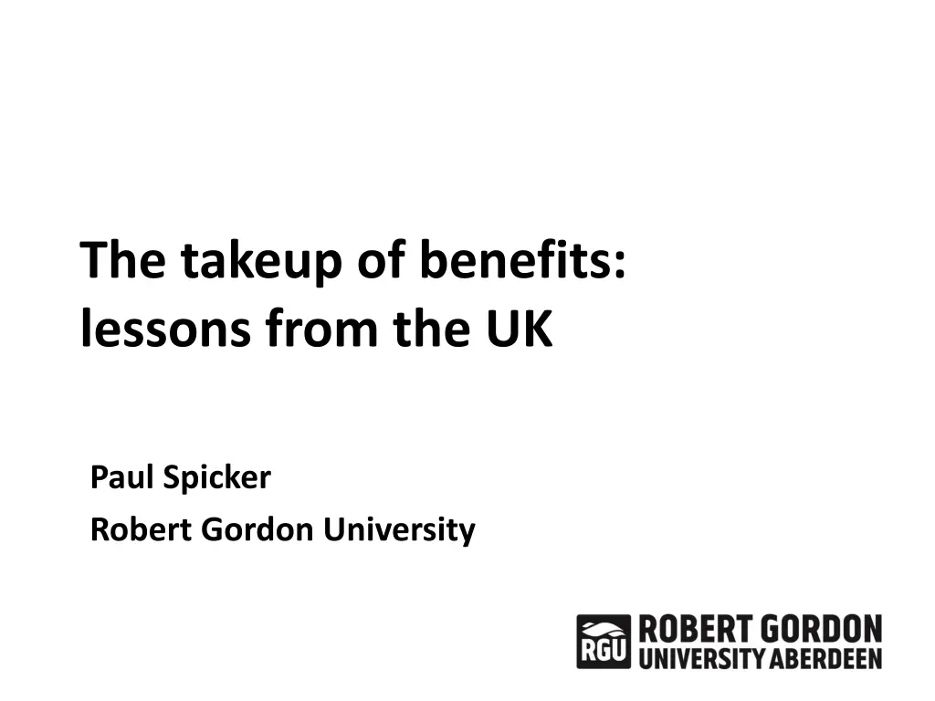 the takeup of benefits lessons from the uk