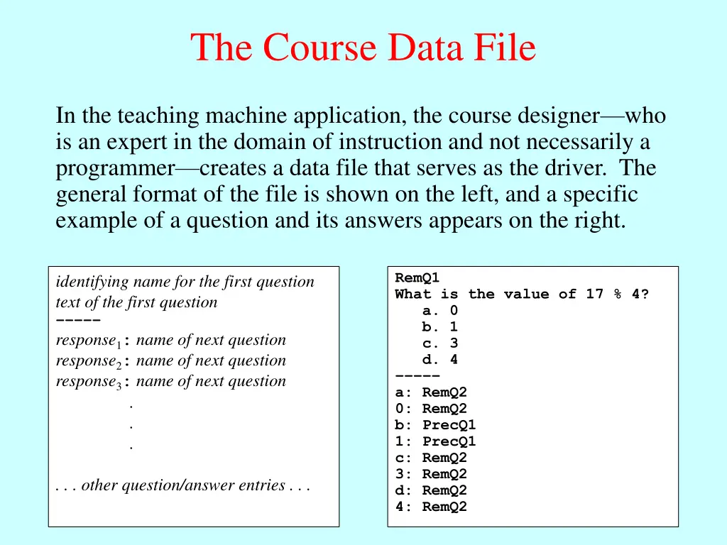 the course data file