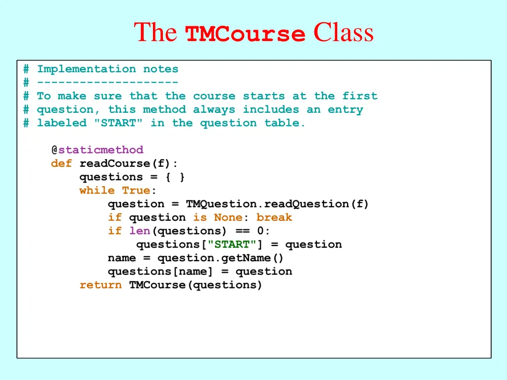 the tmcourse class 1