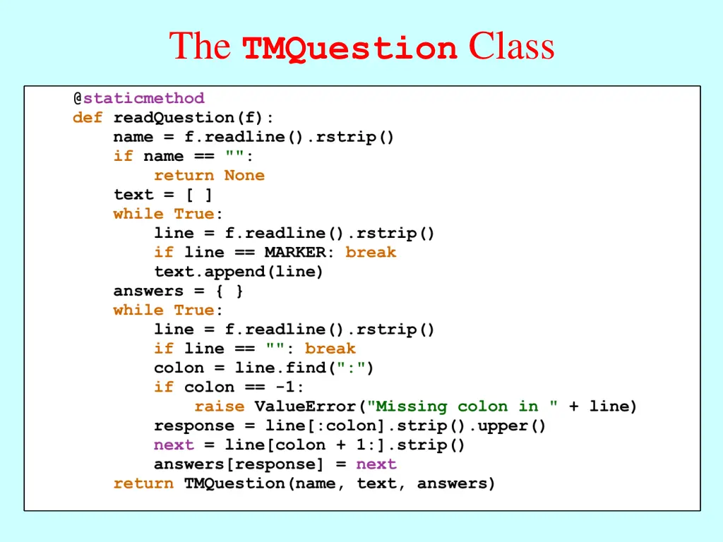 the tmquestion class 1
