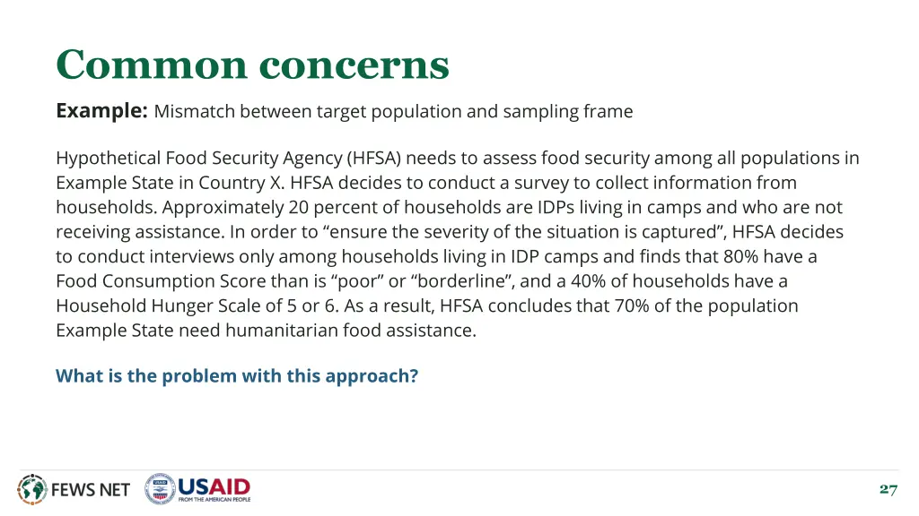 common concerns example mismatch between target