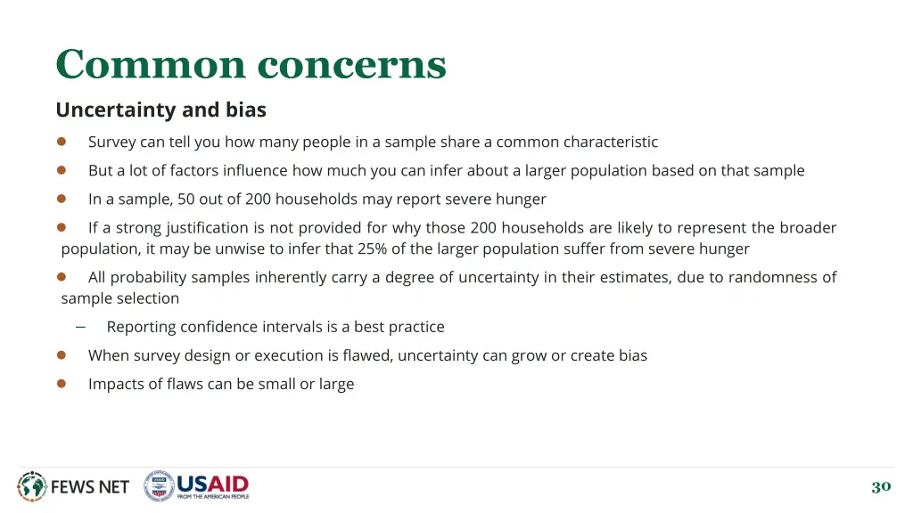 common concerns uncertainty and bias survey