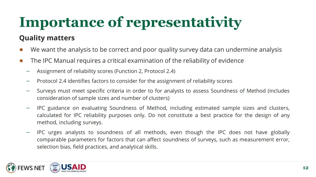 importance of representativity quality matters