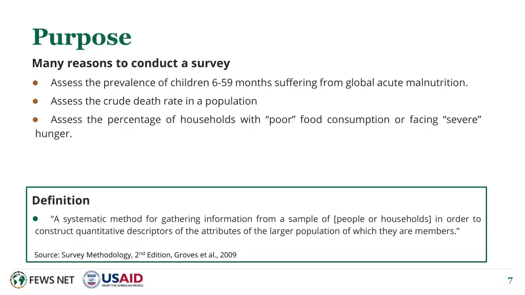 purpose many reasons to conduct a survey assess