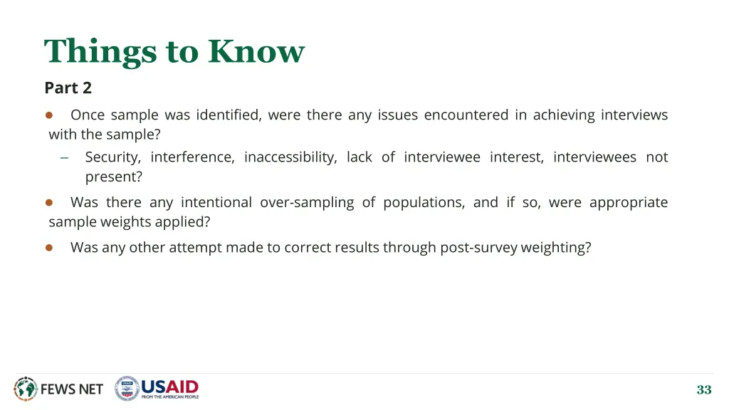 things to know part 2 once sample was identified