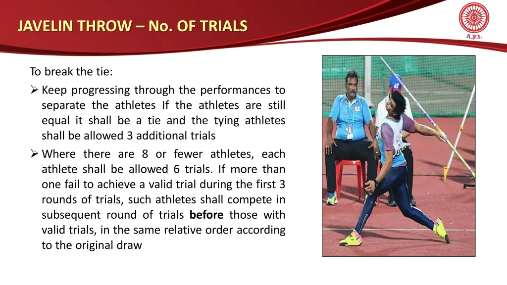 javelin throw no of trials 1
