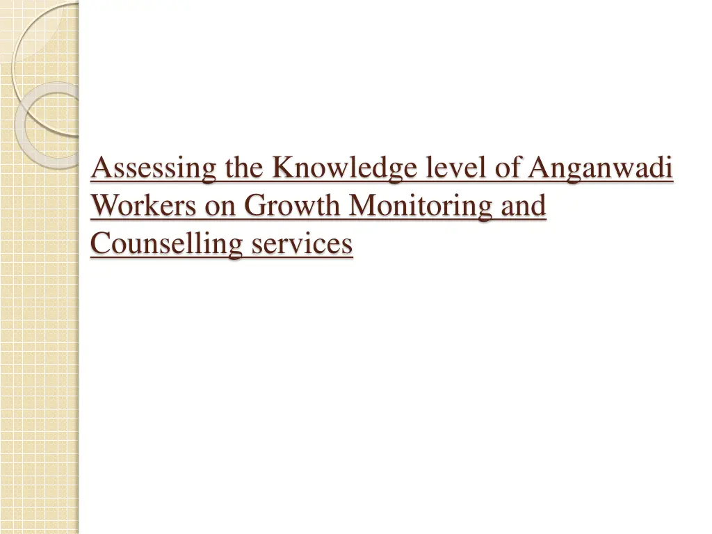 assessing the knowledge level of anganwadi
