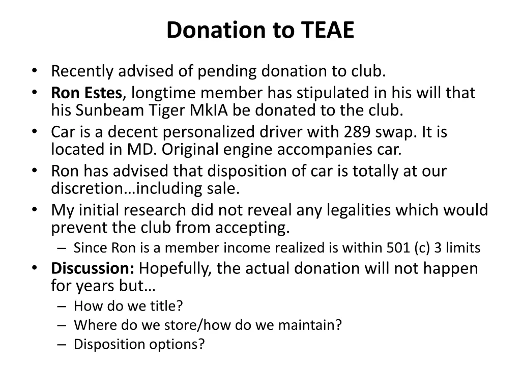 donation to teae