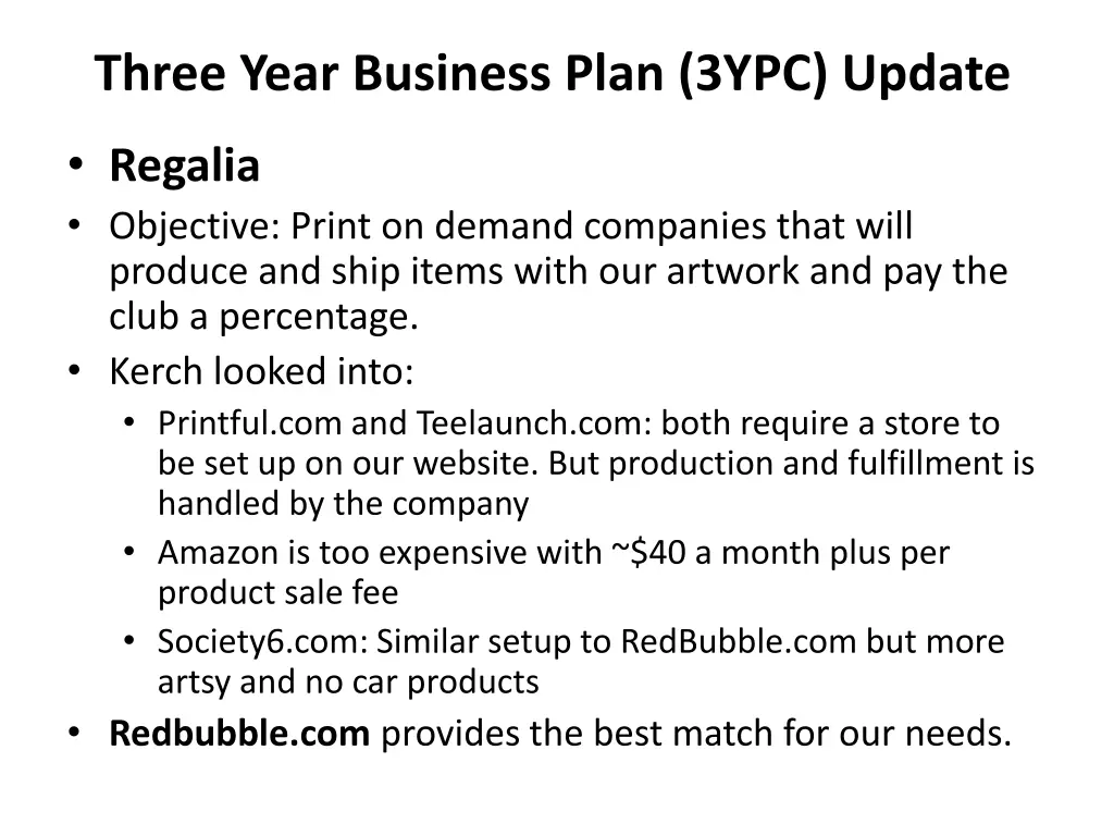 three year business plan 3ypc update 2