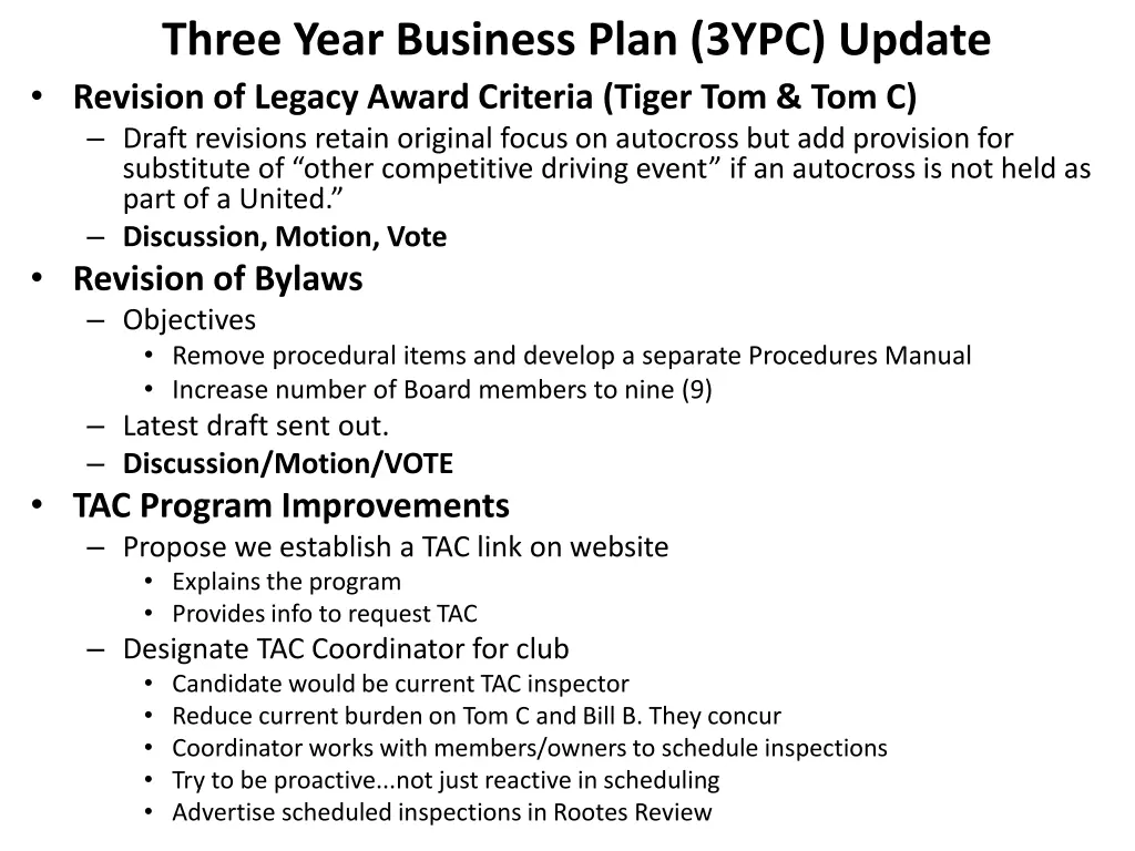 three year business plan 3ypc update revision