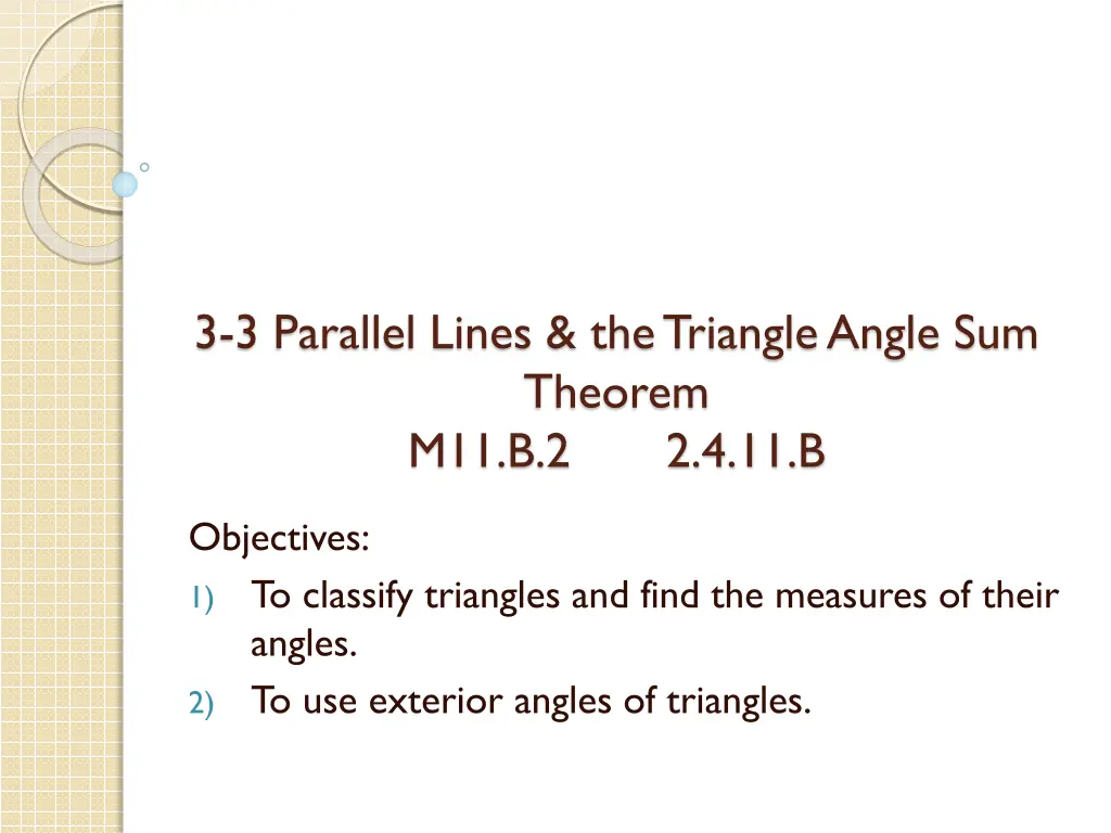 3 3 parallel lines the triangle angle sum theorem
