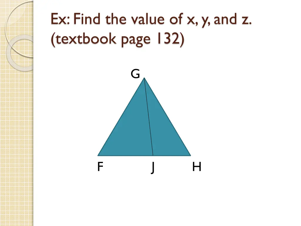 ex find the value of x y and z textbook page 132