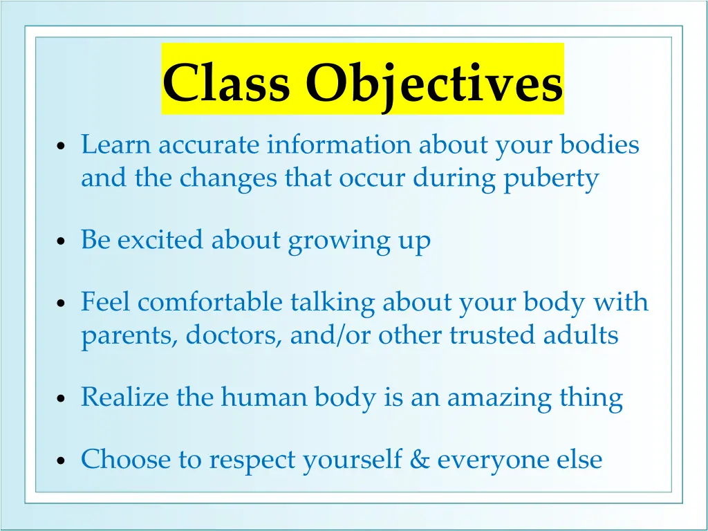 class objectives