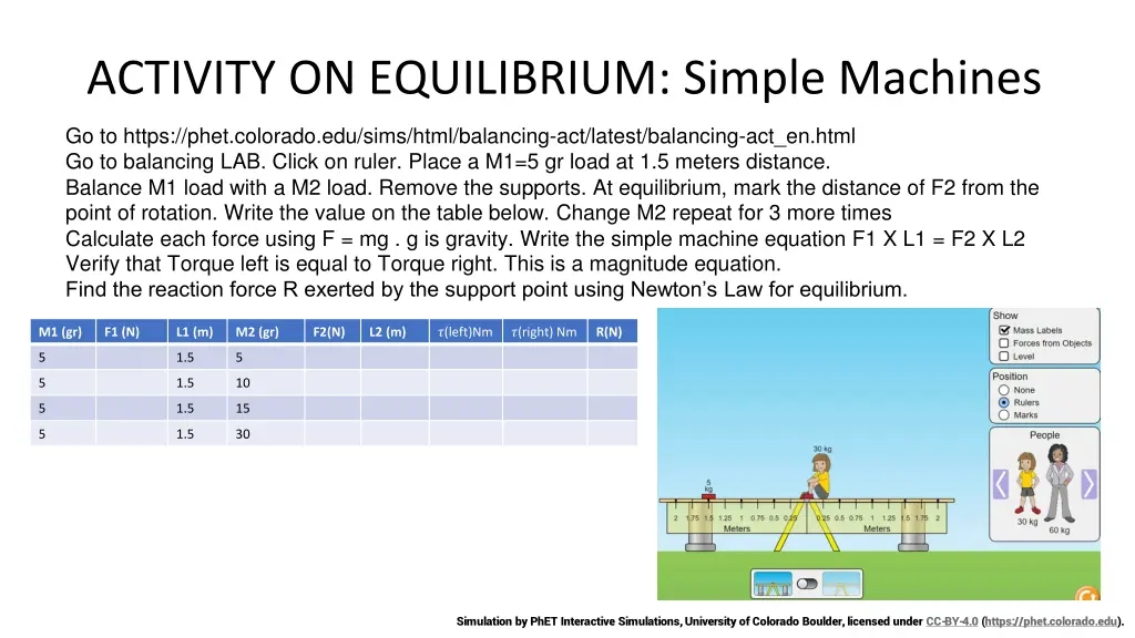 activity on equilibrium simple machines