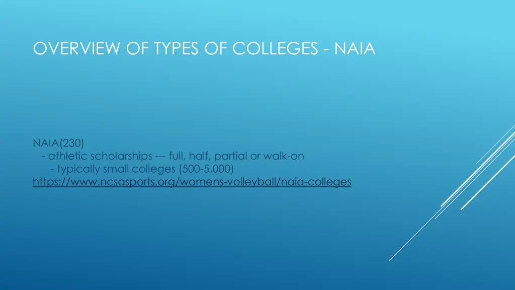 overview of types of colleges naia