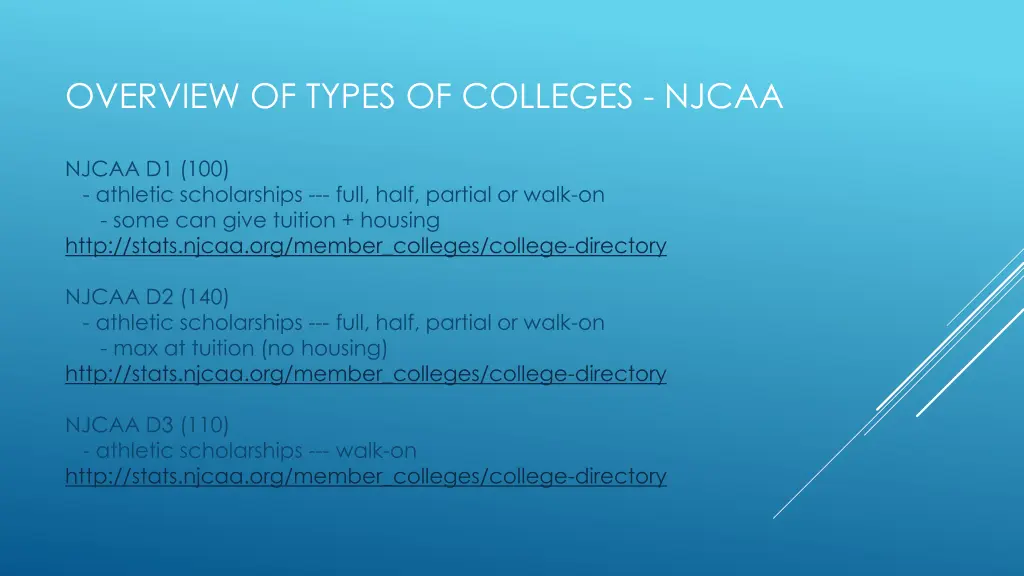 overview of types of colleges njcaa