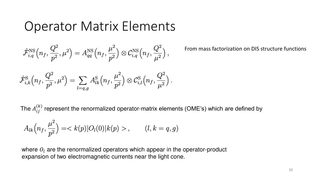 operator matrix elements