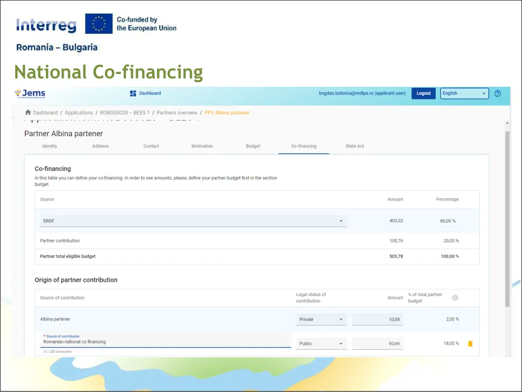 national co financing